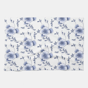 Delftware Style Pansy Tea Towel