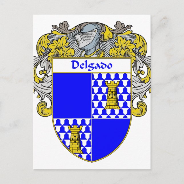 Delgado Coat of Arms (Mantled) Postcard (Front)