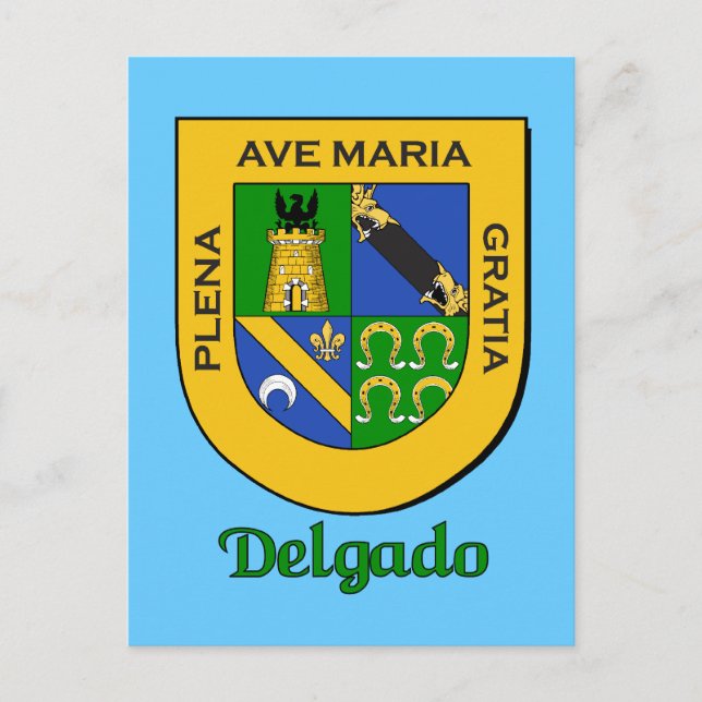 Delgado Family Heraldic Shield Postcard (Front)