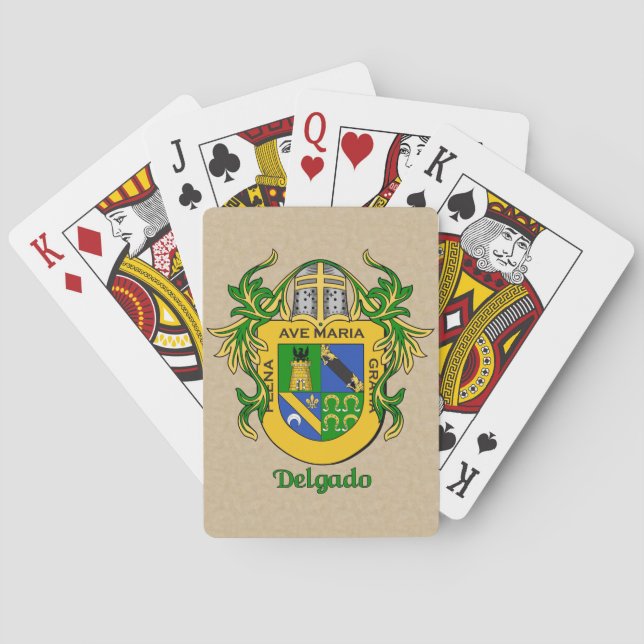 Delgado Heraldic Shield with Mantling Playing Cards (Back)