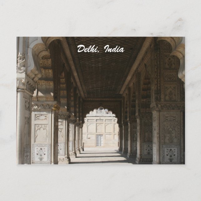 delhi fort marble columns postcard (Front)