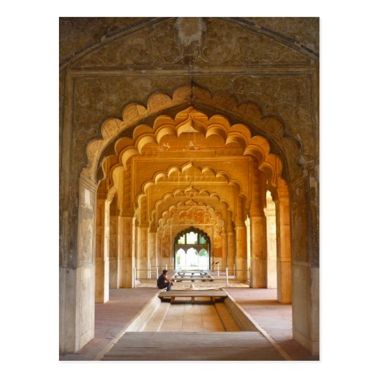 delhi fort red archways up postcard
