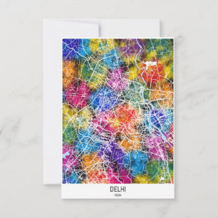Delhi India City Map Thank You Card