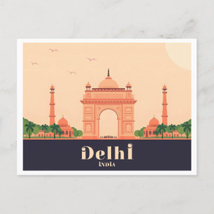 Delhi India Pastel Travel Design Postcard