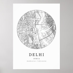 Delhi India Street Layout Map Poster