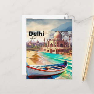 Delhi India Travel Postcard, Delhi Postcard, India Postcard