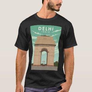 Delhi India Vintage Retro Minimal Travel Poster T-Shirt