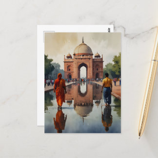 Delhi watercolor art postcard