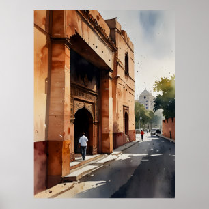 Delhi watercolor art poster