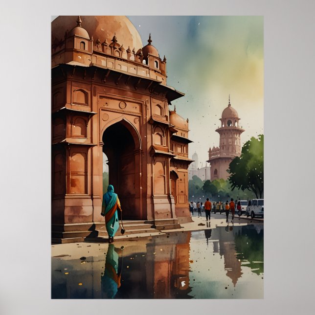 Delhi watercolor art poster (Front)