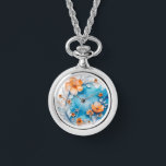 Delicate 3D Pastel Flowers Watch Necklace<br><div class="desc">Introducing our 3D Blue and Orange Flowers Watch Necklace, a captivating blend of functionality and style. This unique necklace features a dainty watch pendant adorned with intricate blue and orange flowers in a stunning 3D design. Crafted with meticulous attention to detail, the watch pendant serves as both a chic accessory...</div>