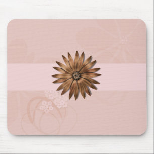 Delicate Abstract Flower on Pale Pink Mouse Mat