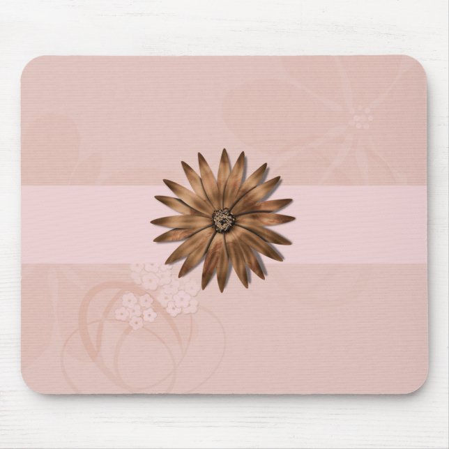 Delicate Abstract Flower on Pale Pink Mouse Mat (Front)