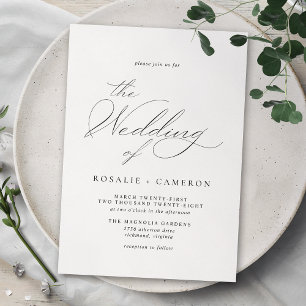 Delicate Airy   Classic Black and White Wedding Invitation