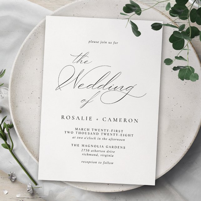 Delicate Airy | Classic Black and White Wedding Invitation (Creator Uploaded)