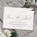Delicate Airy | Elegant Script Vintage Wedding Save The Date<br><div class="desc">Simple and elegant save the dates with a vintage-style script. Black font on a white background.</div>