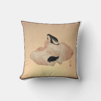 Delicate Ancient Japanese Print on Pillow