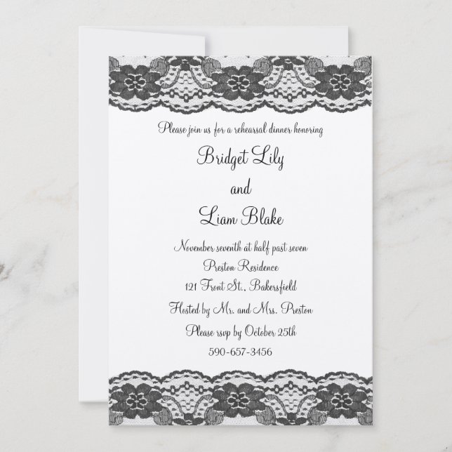 Delicate and Lacy Rehearsal Dinner (champagne) Invitation (Front)