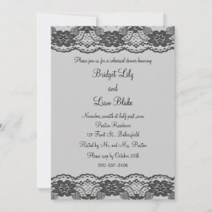 Delicate and Lacy Rehearsal Dinner (grey) Invitation