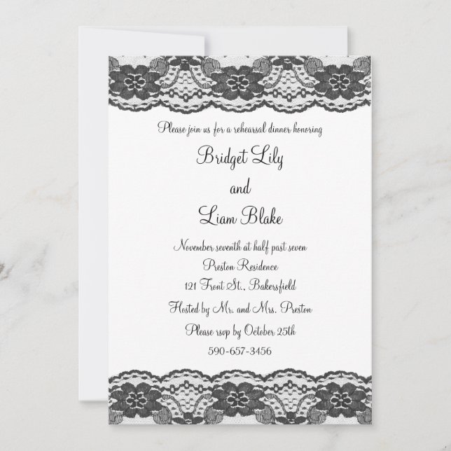 Delicate and Lacy Rehearsal Dinner (white) Invitation (Front)