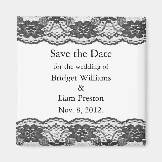 Delicate and Lacy Save the Date Magnet (white) (Front)