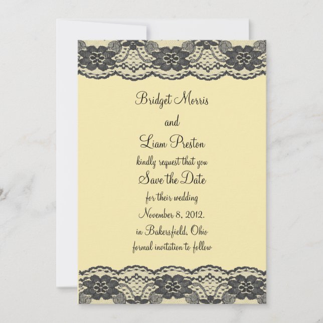 Delicate and Lacy Save the Date (yellow) (Front)