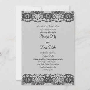 Delicate and Lacy Wedding Invitation (grey)