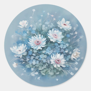 Delicate Anemones in a Loose Watercolor Classic Round Sticker