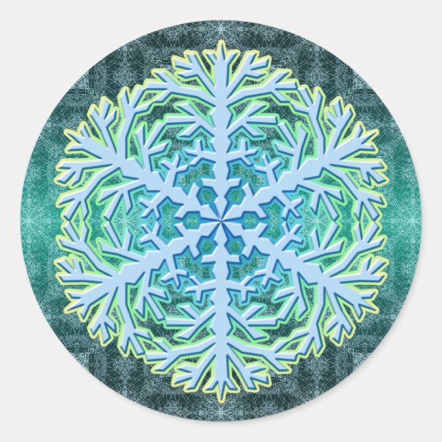Delicate Aqua Ice Crystal Snowflake Sticker (Front)
