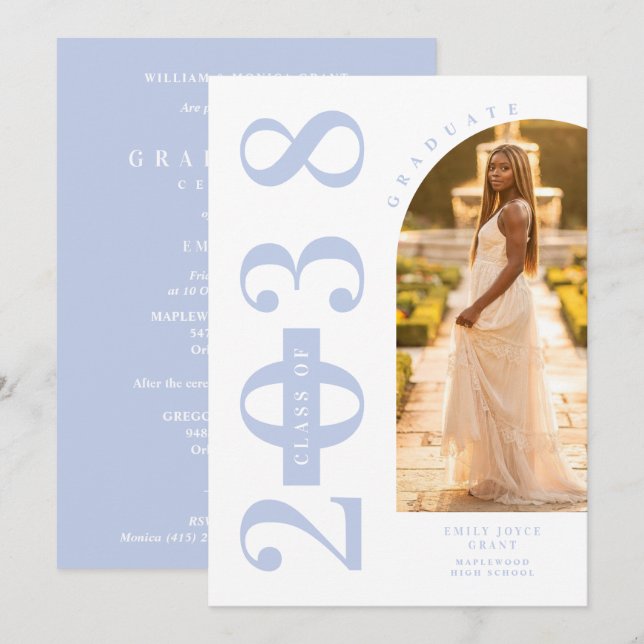 Delicate Arch MInimalist Grad Light Blue Shades  Invitation (Front/Back)