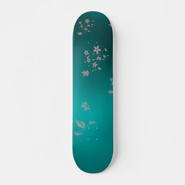 Delicate Asian flowers Skateboard (Front)