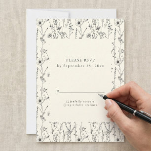 Delicate autumn garden wild flowers RSVP card
