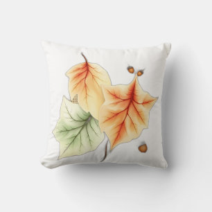Delicate Autumn Leaves with Acorns Cushion