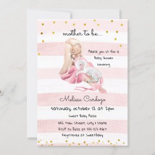 Delicate Ballerina and Unicorn Baby Shower Invitation