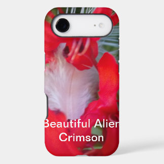 Delicate Beauty | Red Flower with White Feather Ar