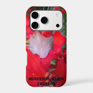 Delicate Beauty   Red Flower with White Feather Ar