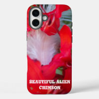 Delicate Beauty | Red Flower with White Feather Ar