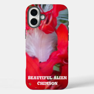 Delicate Beauty | Red Flower with White Feather Ar iPhone 16 Plus Case