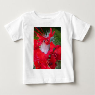Delicate Beauty: Red Flower with White Feather Baby T-Shirt