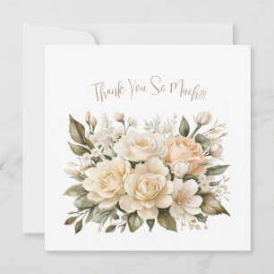 Delicate Beige Floral Bouquet Thank You Note Card