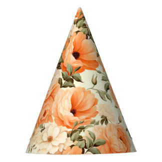 Delicate beige peach flowers party hat