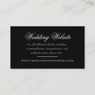 Delicate Black and Gold Script Wedding Website Enclosure Card
