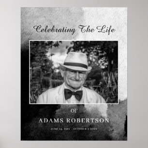 Delicate Black and White Funeral Welcome Photo Poster