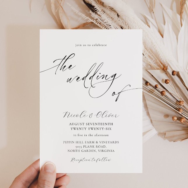 Delicate Black and White Wedding Invitation (Anouk Collection Black and White Delicate Wedding Invitation)