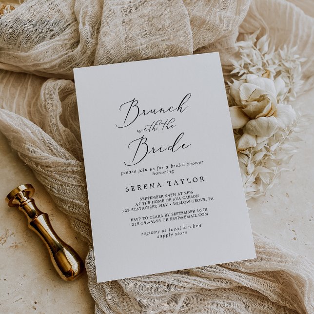 Delicate Black Brunch with the Bride Bridal Shower Invitation (Creator Uploaded)
