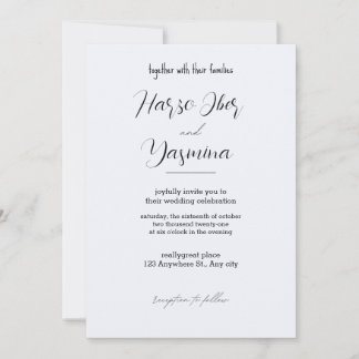 Delicate Black Calligraphy All In One Wedding inv Invitation