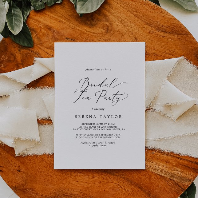 Delicate Black Calligraphy Bridal Tea Party Invitation (Creator Uploaded)