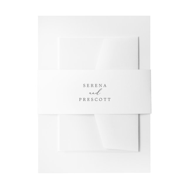 Delicate Black Calligraphy Bride and Groom Wedding Invitation Belly Band (Front Example)