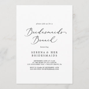 Delicate Black Calligraphy Bridesmaids Brunch Invitation