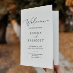 Delicate Black Calligraphy Folded Wedding Party Programme<br><div class="desc">This delicate black calligraphy folded wedding party program is perfect for a modern wedding. The romantic minimalist design features lovely and elegant black typography on a white background with a clean and simple look.</div>